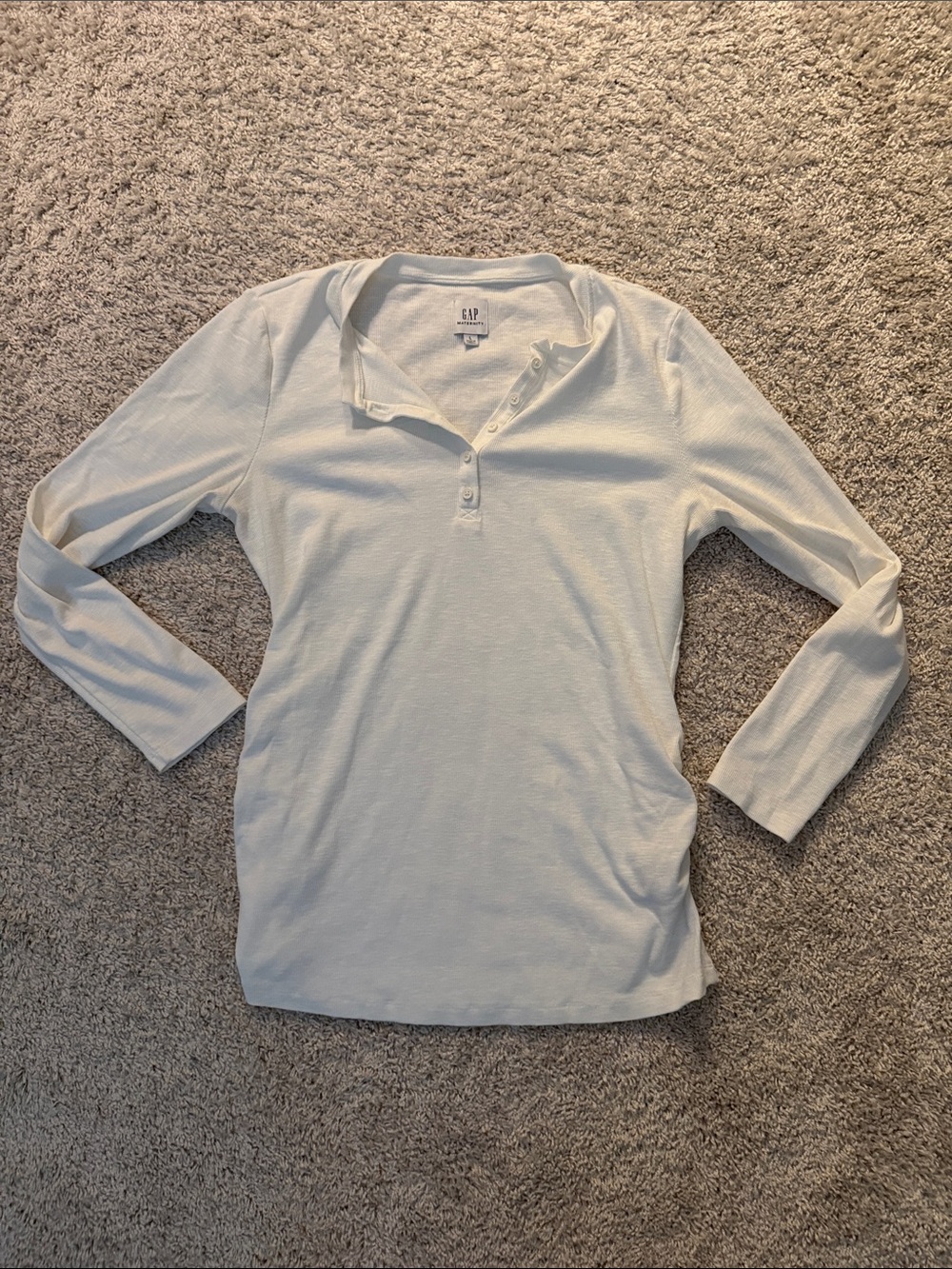GAP MaternityCream Long Sleeve Henley Shirt